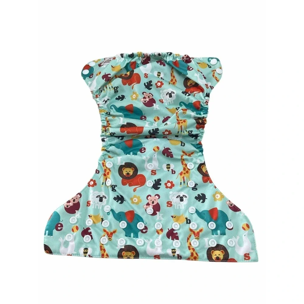 Mama Koala One Size Cloth Diaper Zoo Animal Alphabet Print +Insert Reusable Baby